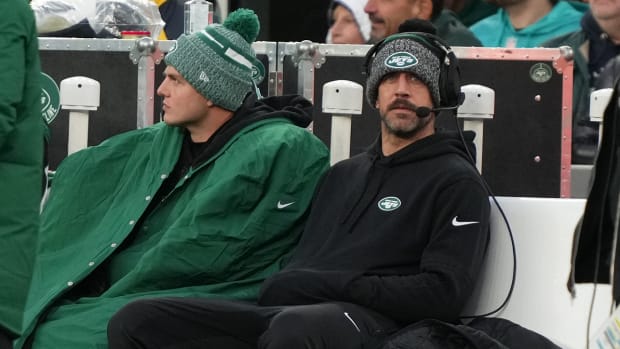 New York Jets quarterbacks Zach Wilson and Aaron Rodgers